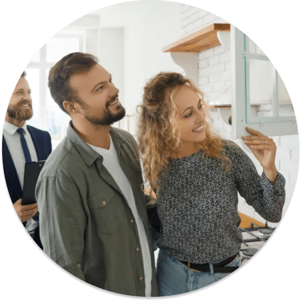 A couple looking at a rental home